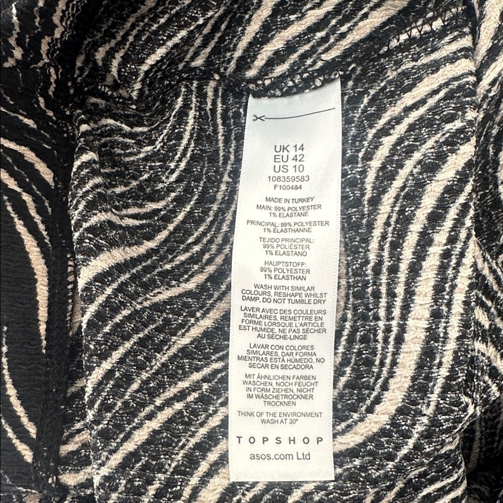 Topshop Crinkle Flared Pants in Zebra - Size 10 - Picture 10 of 10